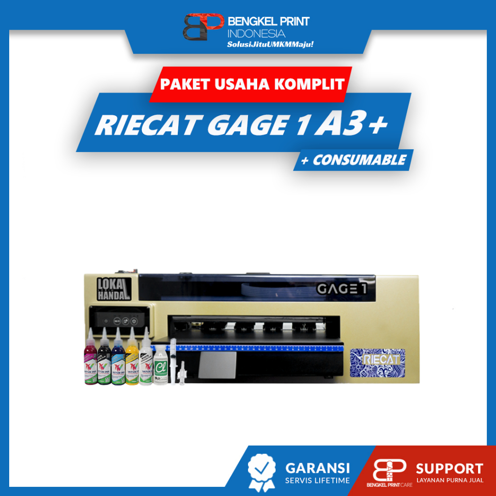 Paket Usaha Sablon DTF | Paket Mesin Riecat Gage 1 (+ Consuamble)