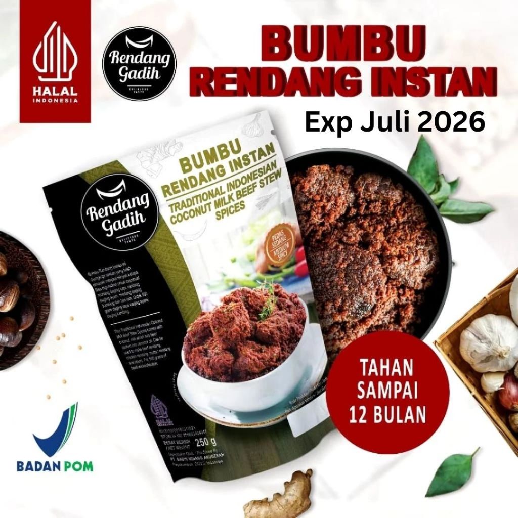Bumbu Rendang Instan Rendang Gadih Medium Spicy Enak Praktis Asli Padang