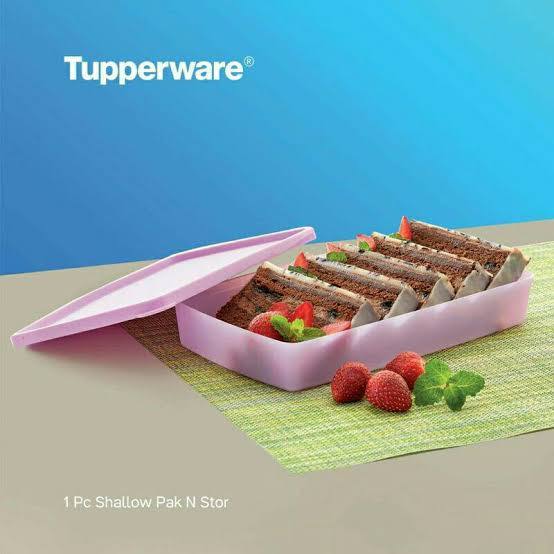 Tupperware Flash Sale - Shallow Pak N Stor 700ml (1 pc) 24 x14 x 3,3cm - Warna Pink - Hanya Rp. 75.0