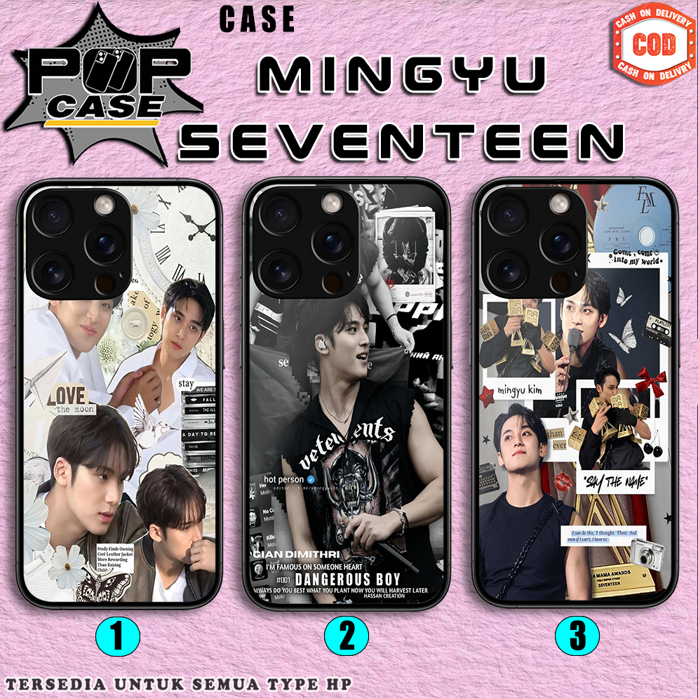 MINGYU SEVENTEEN - Softcase Glossy - Casing Kaca/Glass Untuk Iphone Samsung Xiaomi Redmi Oppo Itel V
