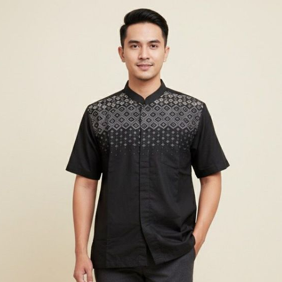 3’NThree Kemeja Koko Tangan Pendek Pria Koko Bordir KMJ41382