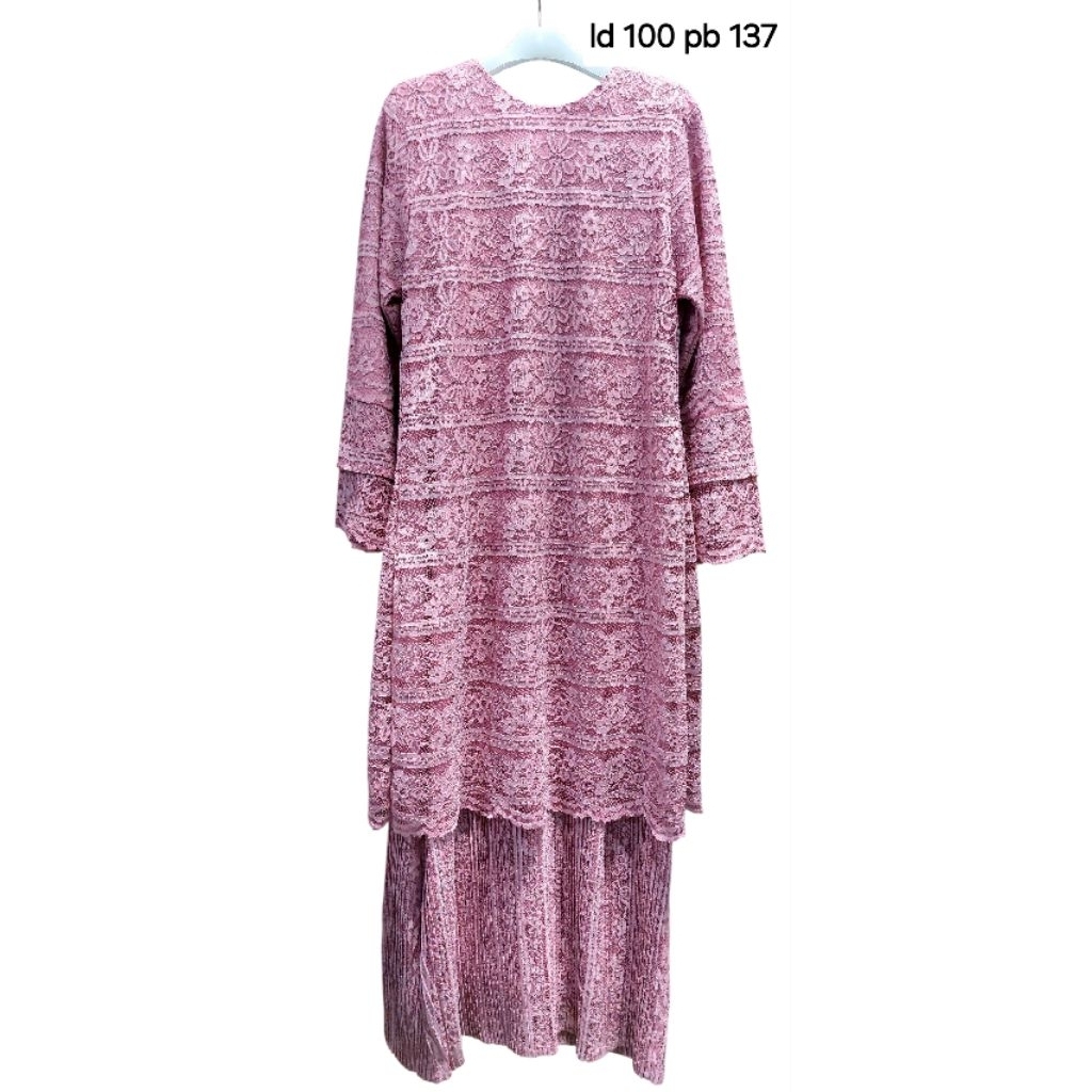 gamis brukat gold lace pink