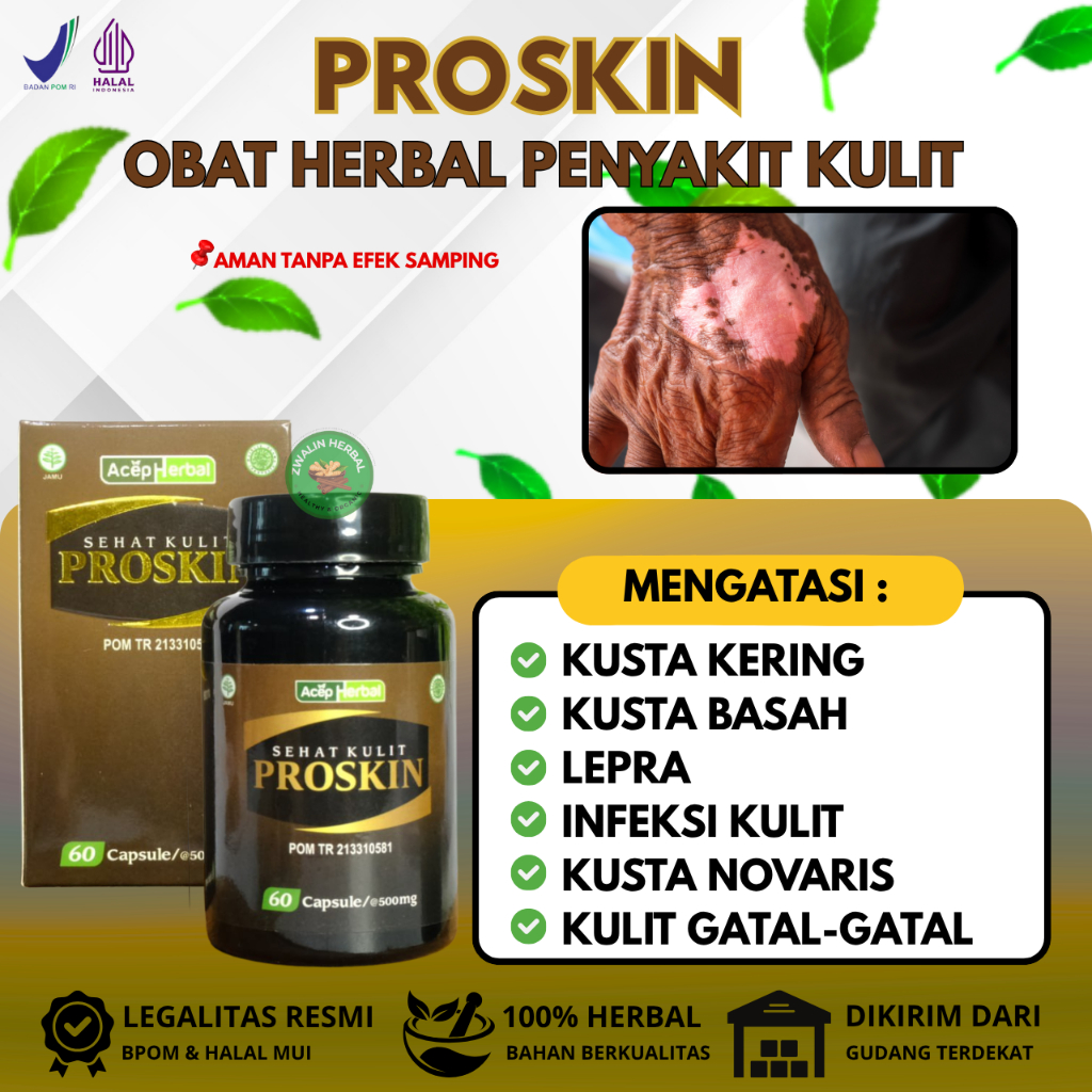 Proskin Kapsul - Untuk Kusta Kering - Kusta Basah - Lepra - BPOM & HALAL MUI