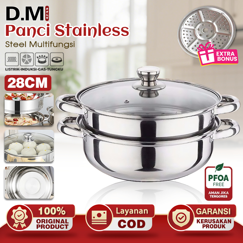 NEW  Panci Steamer Kukus Stainless 2 Tingkat / Panci Steamer/ Panci Steamer Kukus Stainless Steel