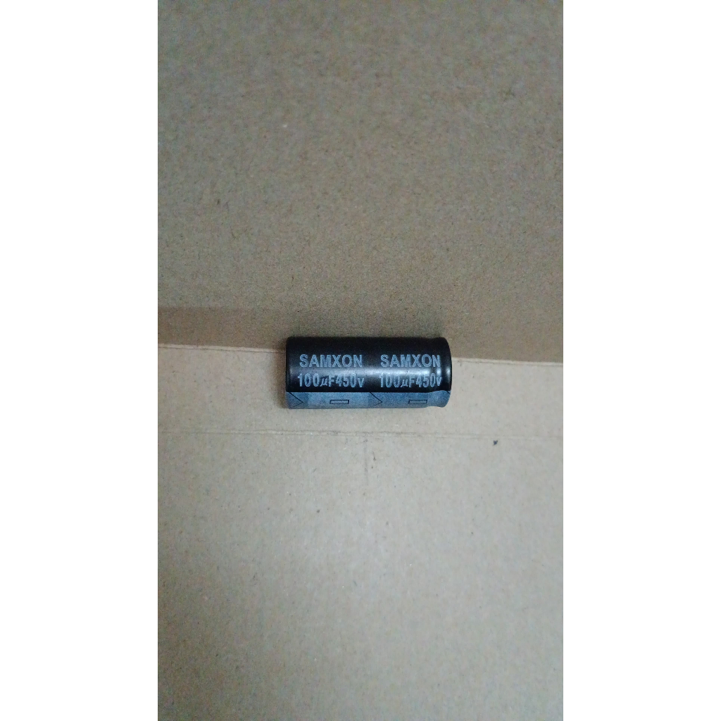 6283 kapasitor elco 100uf 100 uf 450v 450volt 450 volt samxon korea