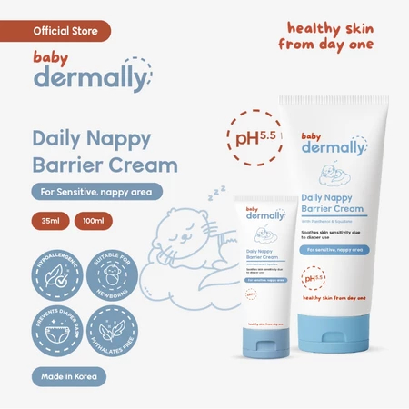 Dermally Daily Nappy Barrier Cream - Krim pelindung area popok bayi untuk cegah ruam popok & iritasi