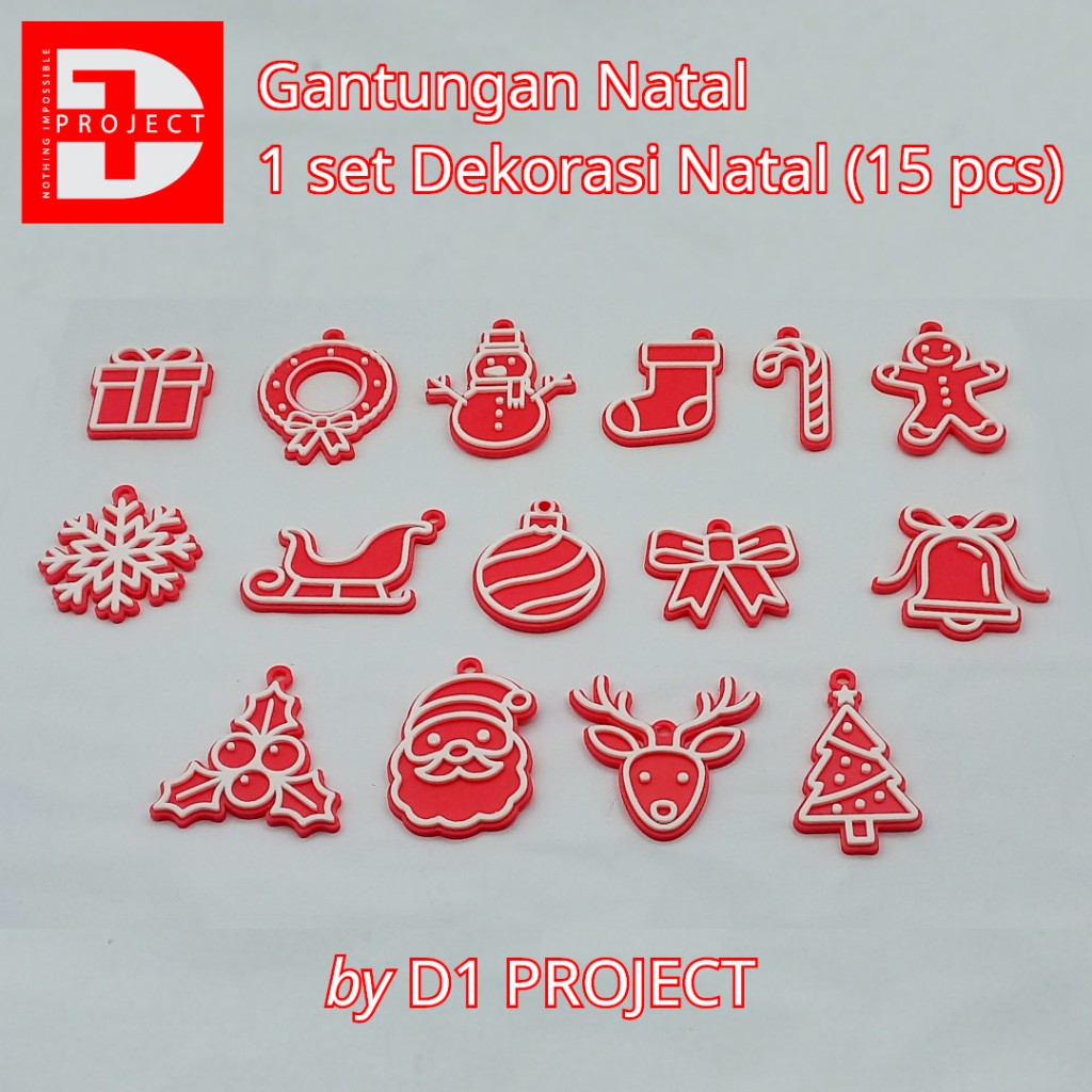 Pernak Pernik Aksesoris Natal | Dekorasi Natal - Gantungan Natal - Pernak Pernik Natal (isi 15 biji)