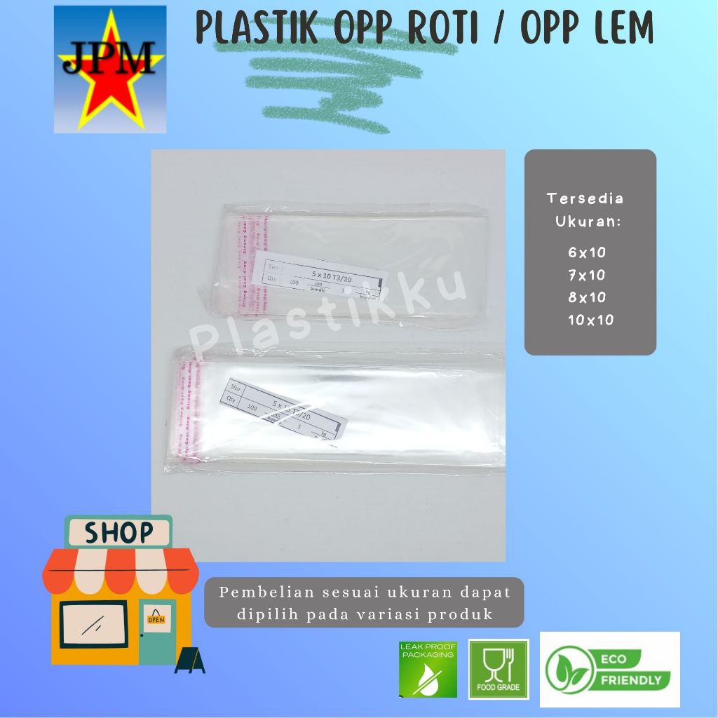 Plastik OPP Lem tebal 20 Panjang 10 / OPP Lem / Plastik OPP Souvenir /  Plastik OPP Bening / Plastik