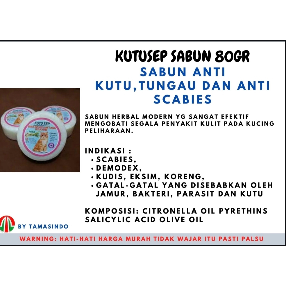 KUTUSEP SABUN BATANG ANTI KUTU KUCING 80GR