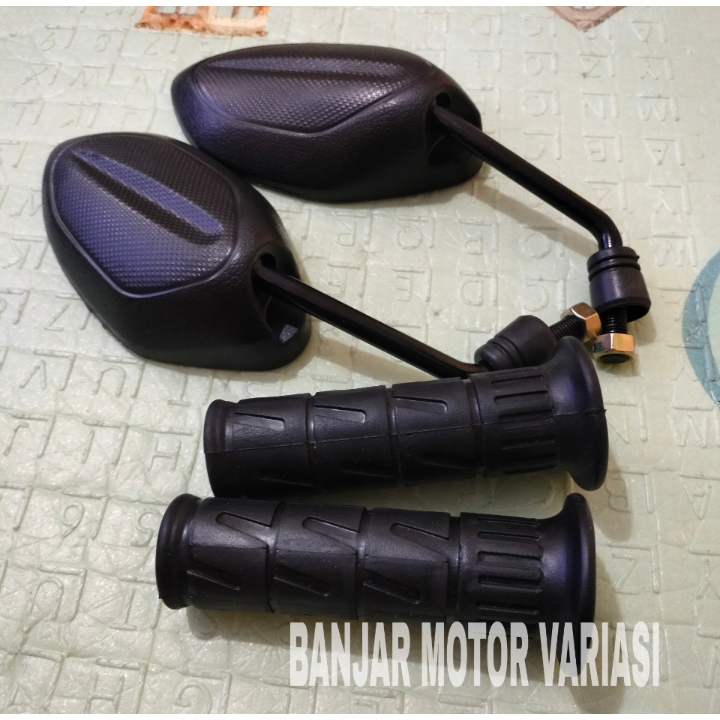 BANJAR MOTOR Paket Handgrip Grip Kaze + Spion Standar Beat / Spion Beat, Beat Karbu, Beat Fi, Beat D