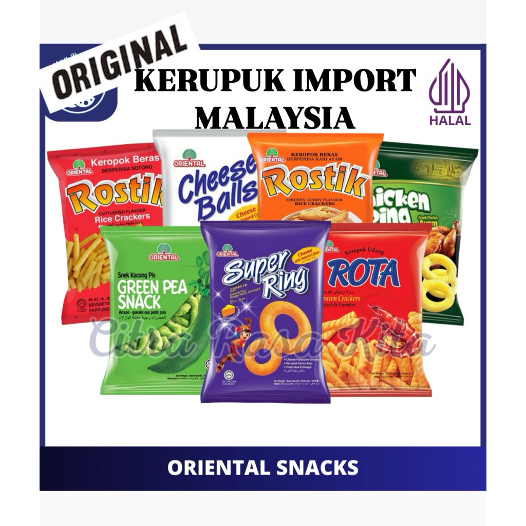 ORIENTAL SNACK - GREEN PEA - SUPER RING - ROTA PRAWN - KERUPUK ORIGINAL MALAYSIA - KERUPUK IMPORT - 