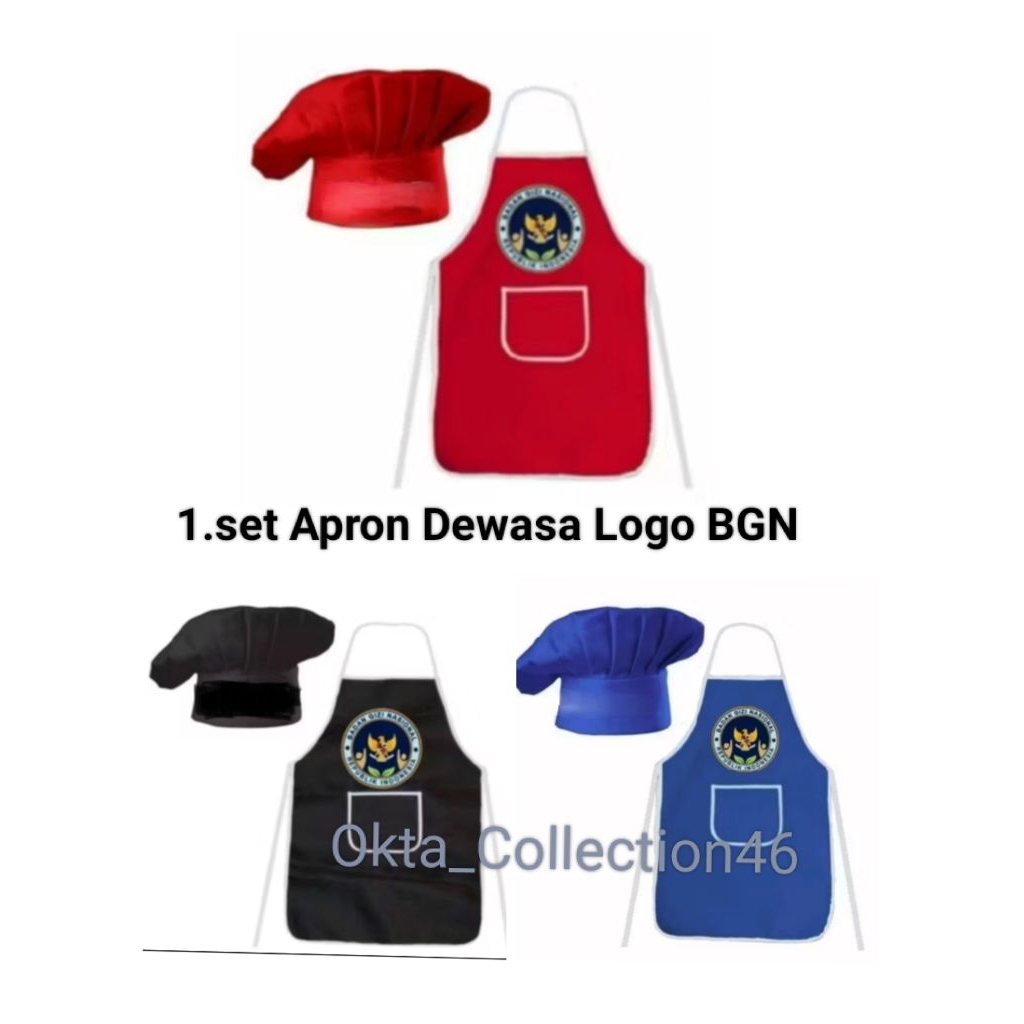 CELEMEK LOGO BGN  + TOPI CHEF / BAHAN KAIN SAB / APRON LOGO BGN
