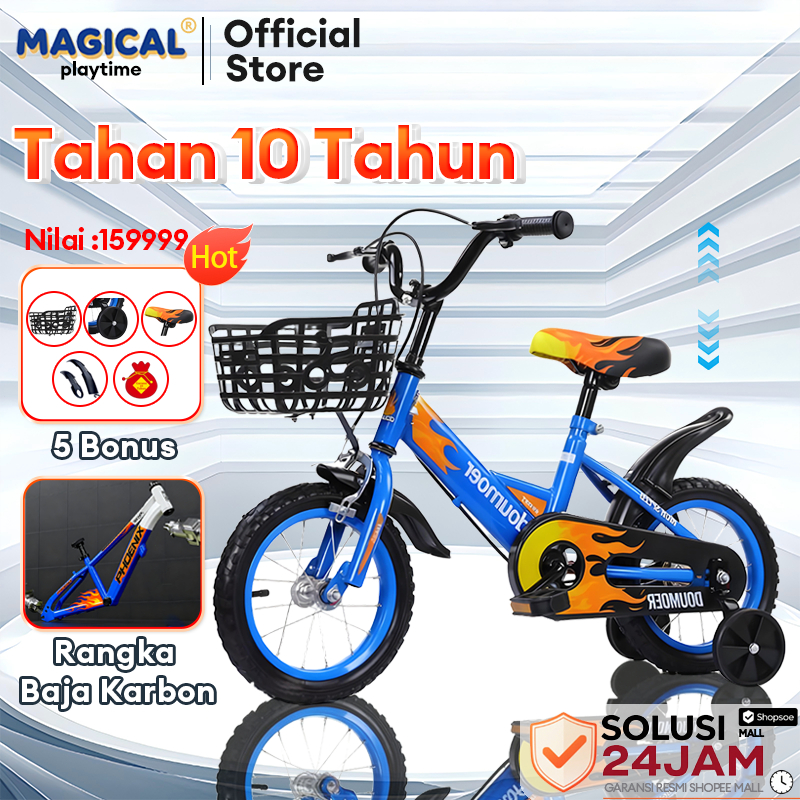 MAGICAL PLAYTIME sepeda anak laki laki kecil Dengan Roda Bantu Rangka Baja Karbon Usia 2-7 Tahun