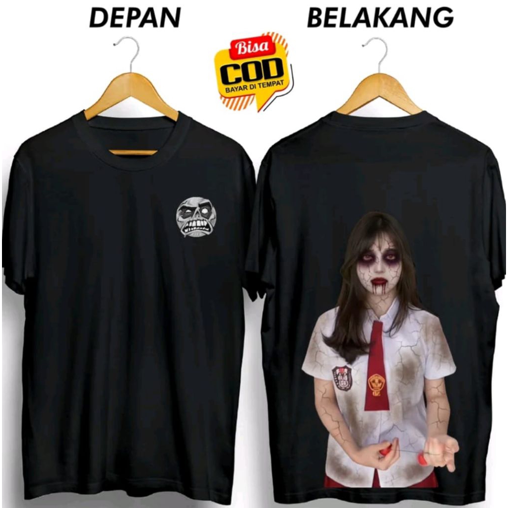 Kaos Hitam Hantu Cewek Memainkan Lato Lato Desain Terbaru T-shirt Unisex