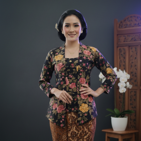 Baju Atasan Kebaya Bali Strait Lengan Panjang Motif Bunga Muslim Atasan Kebaya Jadi Bahan Melar Gamb
