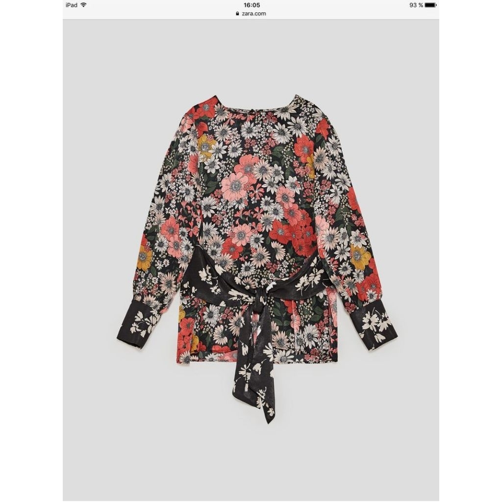 ZARA satin blouse floral