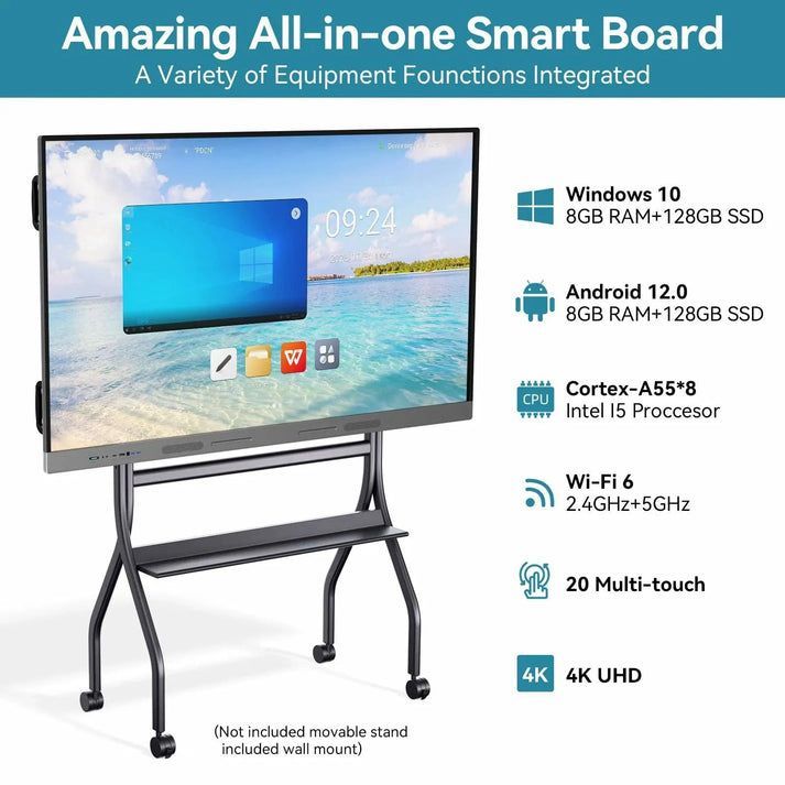Smart Board Interactive TV Smart Touchscreen 75/86/98 inch - Include Standing