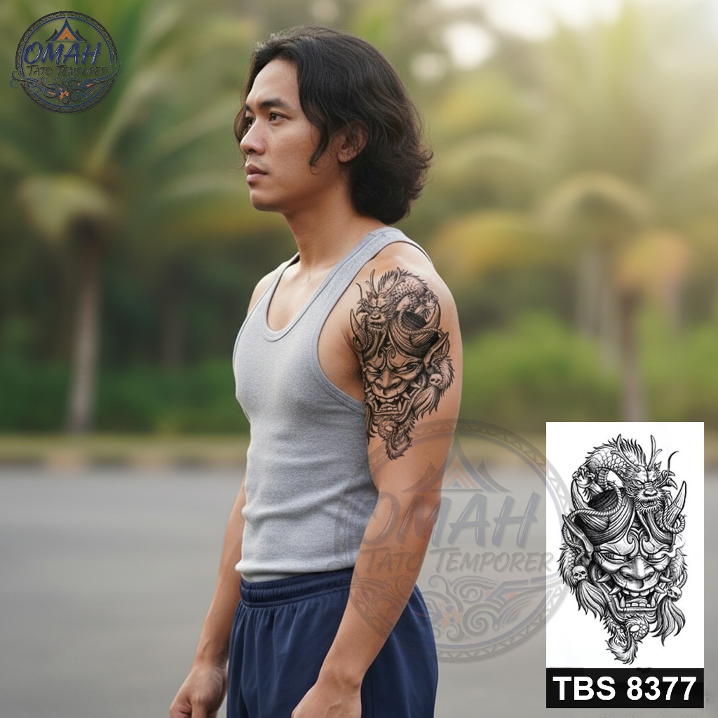 Omah Tato Temporary Temporer Instant Praktis Tinggal Tempel Anti Air Waterproof Model Naga TBS 8377