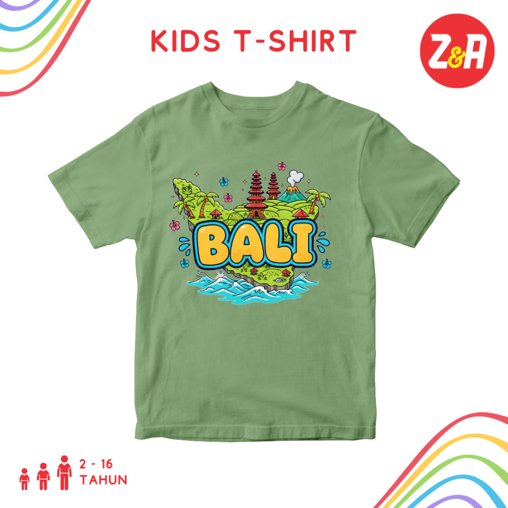 Kaos Anak BALI | Baju Atasan Anak Lengan Pendek Kartun Bali Terbaru | Tshirt Anak Laki-Laki Perempua