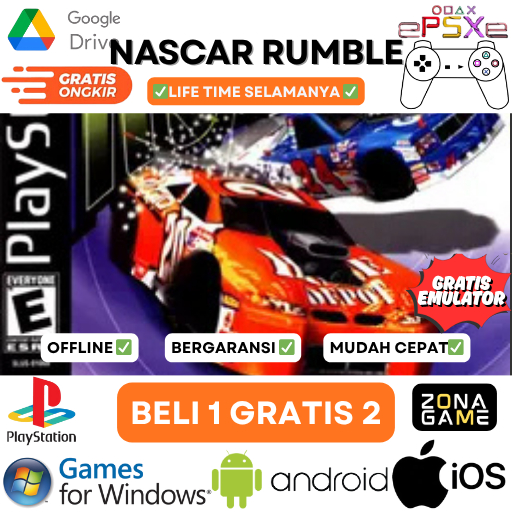 PC GAME NASCAR Rumble PS1 | Bisa Main di Android / IOS / PC | GAME BELI 1 GRATIS 2+Bonus Emulator