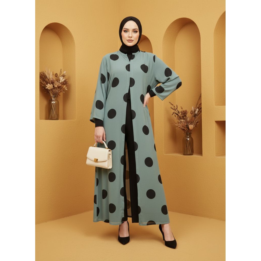serunihijab outer osi sifon motif Muslim Cardigan Wanita Gamis