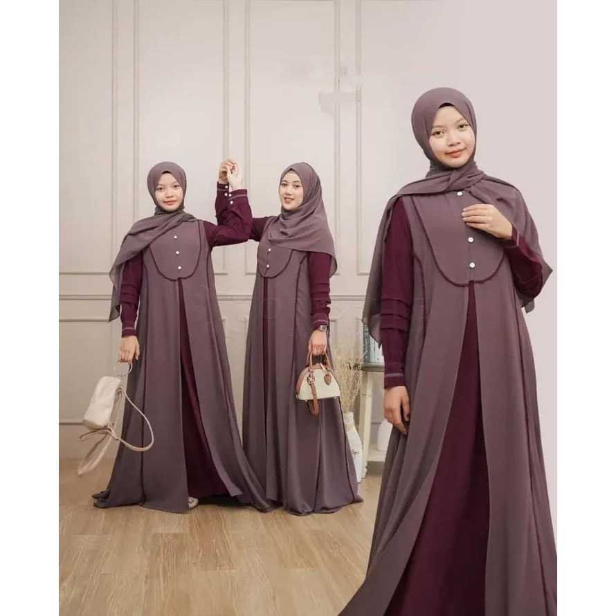 QIRANI COUPLE MOM & KIDS DRESS WANITA MUSLIMAH BAHAN MIX CERUTY BABY DOLL