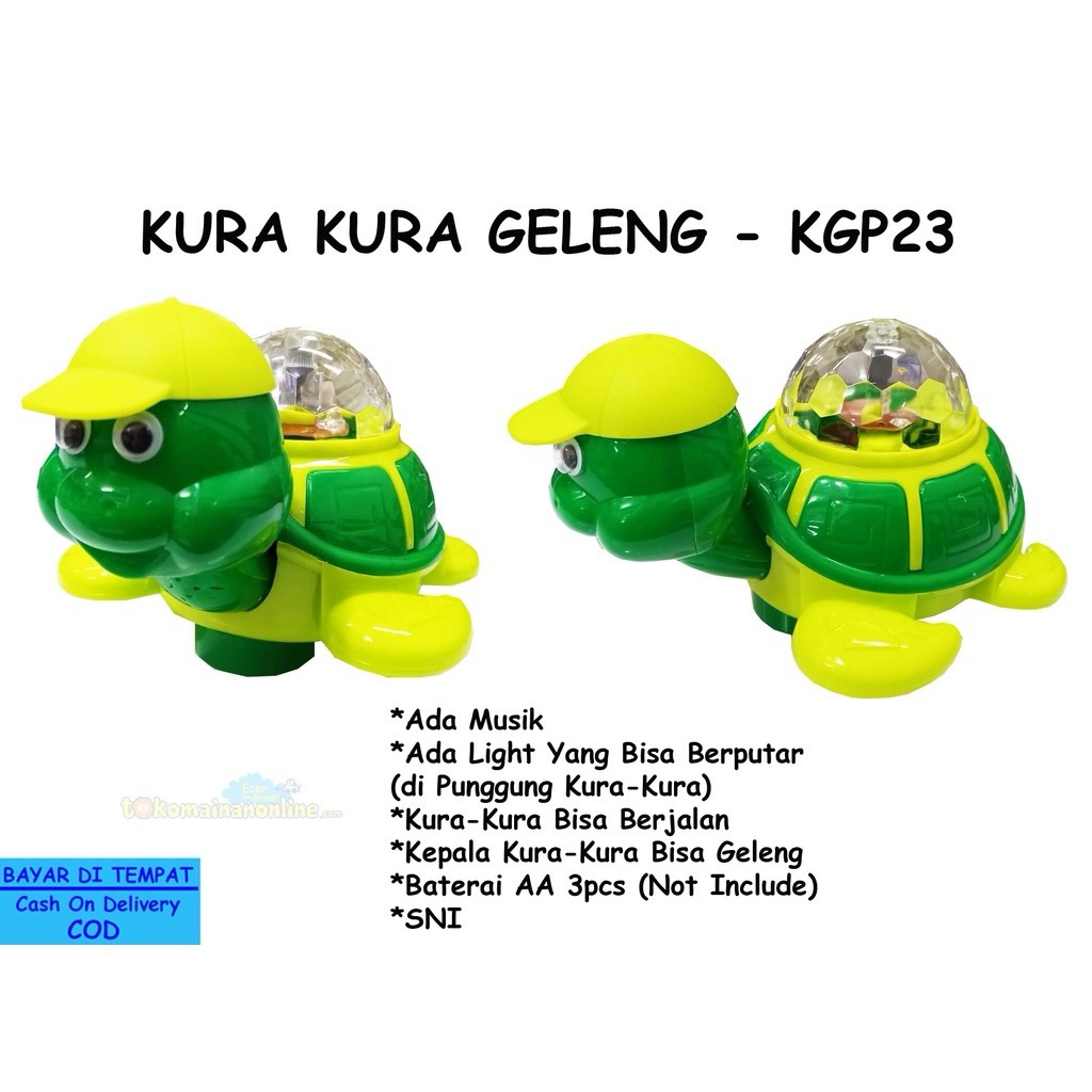 Mainan Hewan Jalan Kura-kura Dino Lampu Musik Sensor anti tabrak | KGP 33 Murah