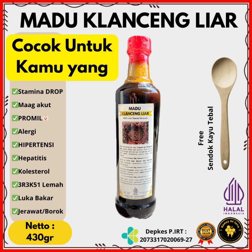 Madu Klanceng/Trigona Liar botol Marjan 100% Asli Murni Liar