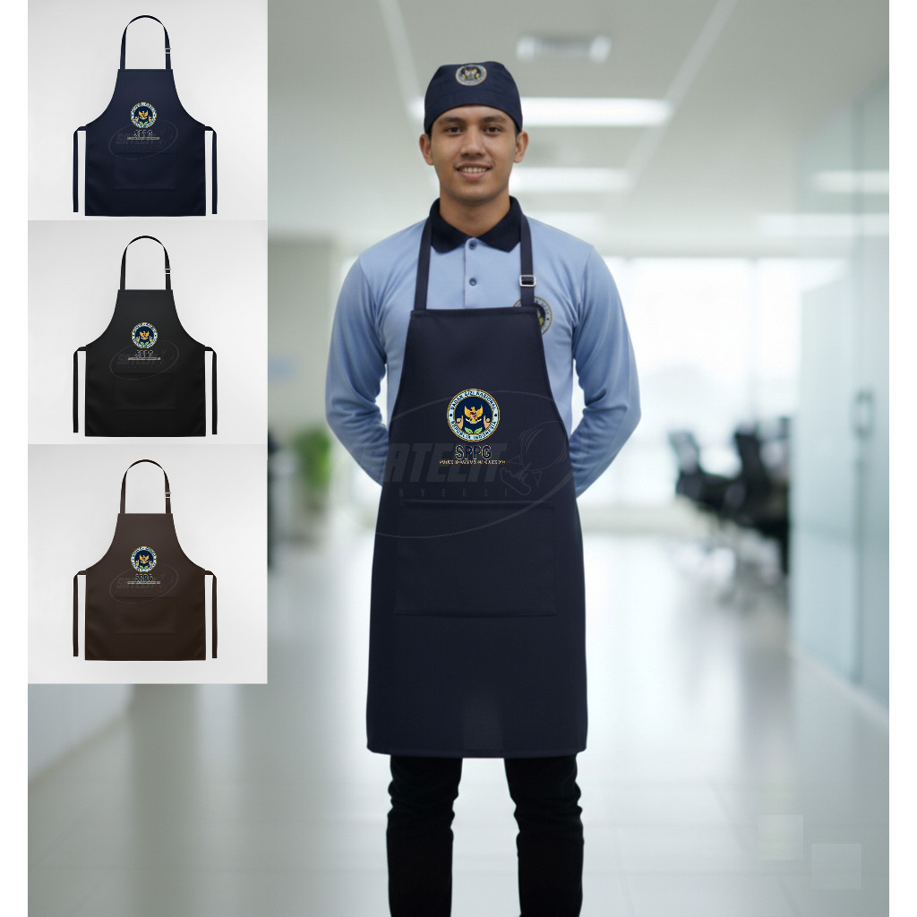 CELEMEK SPPG BGN ANTI AIR DAN MINYAK PENUTUP KEPALA SPPG BGN BADAN GIZI NASIONAL BAHAN TASLAN ANTI A