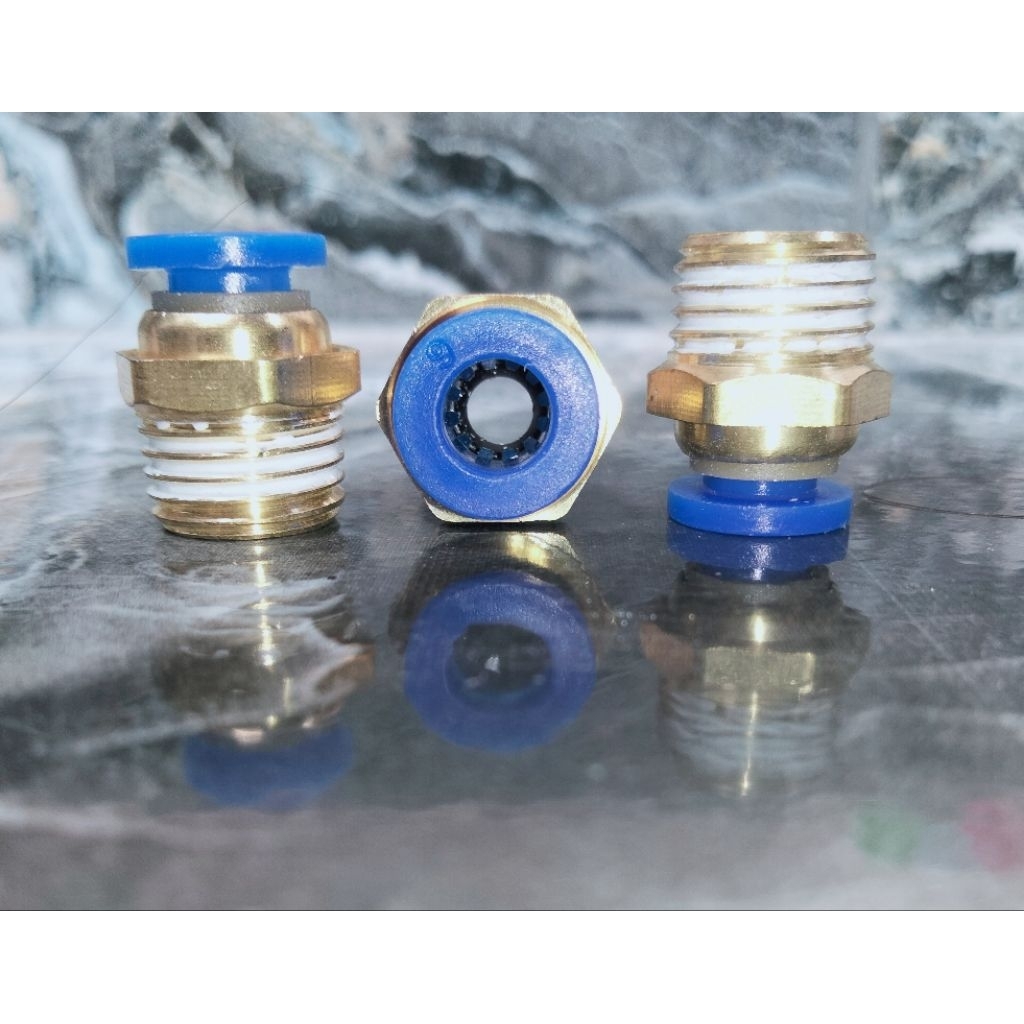 Nepel fitting lurus selang 6 mm drat 1 / 4 Konektor Slip lock