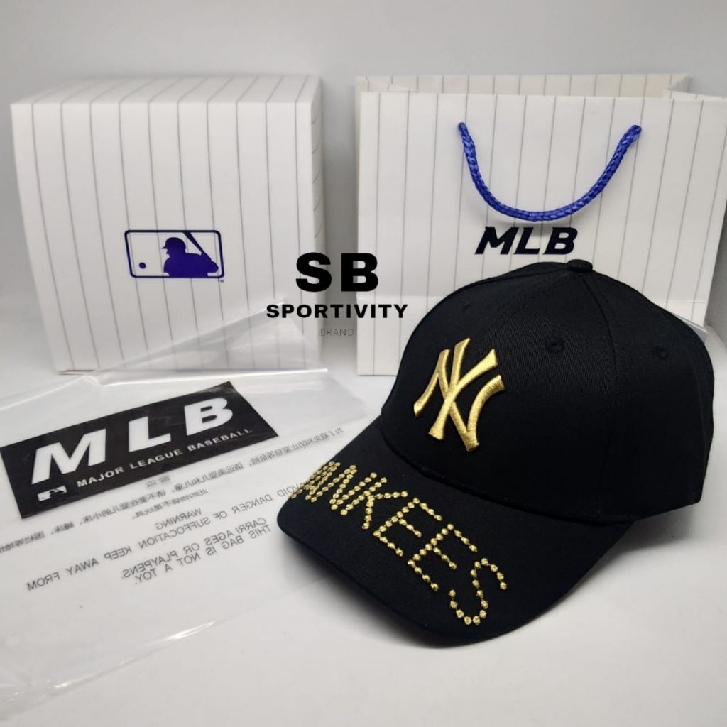 G-810 Topi MLB NY Yankees Dot Black Gold
