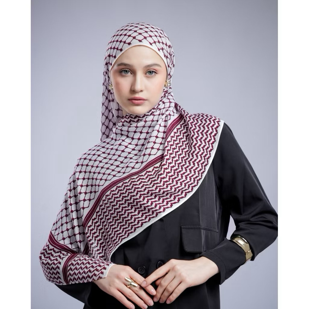 AMORE - PASHMINA VISCOSE KEFFIYEH PRINT WATERCOLOUR