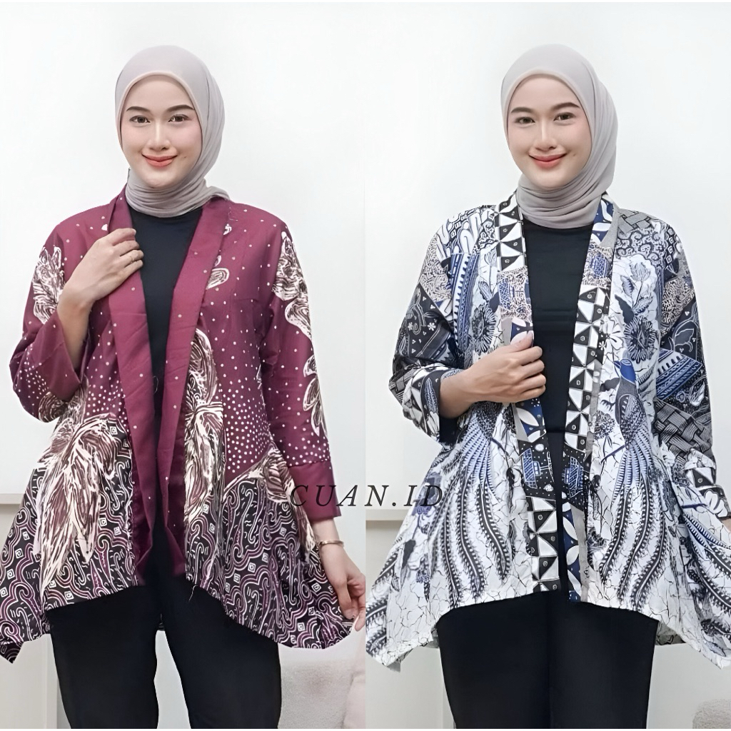 cuan.id - Outer Sakura Batik polimikro Kondangan Seragam kerja / Formee Outfit / lengan panjang untu