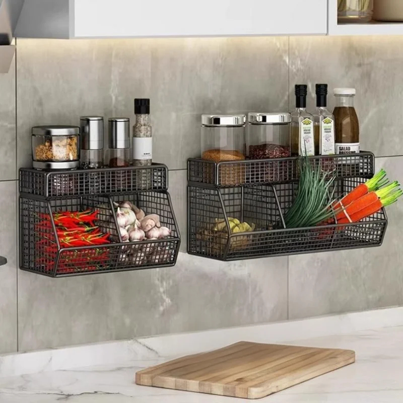 PS- rak plate sekat 3 new rak bawang rak bumbu rak keranjang serbaguna tempel dinding FREE TEMPELAN