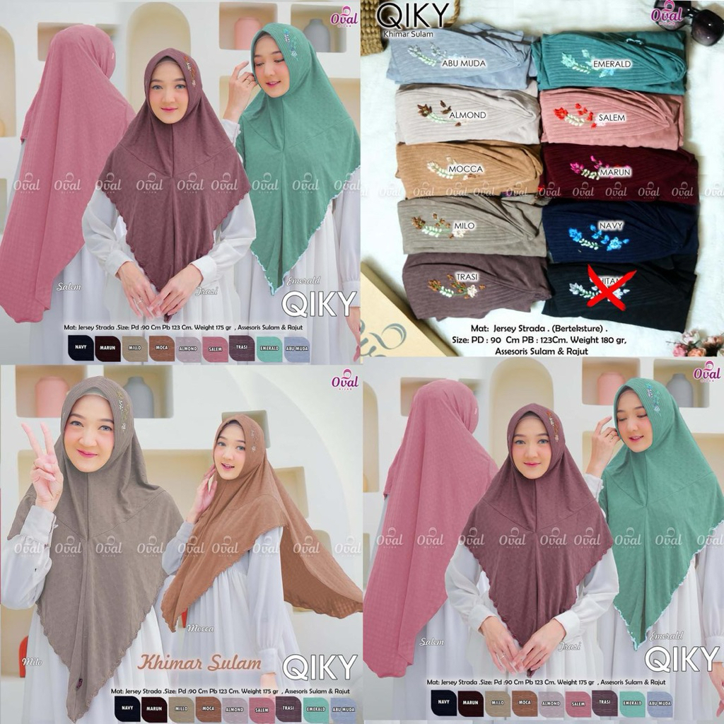 Qiky Khimar Sulam Original Oval Hijab Qiky Oval Hijab Instan Wanita Oval