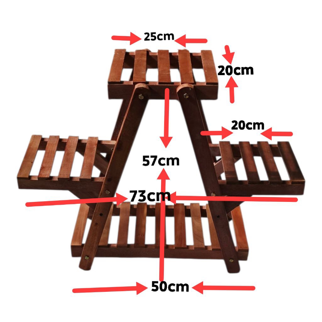rak kayu / rak tanaman kayu estetik
