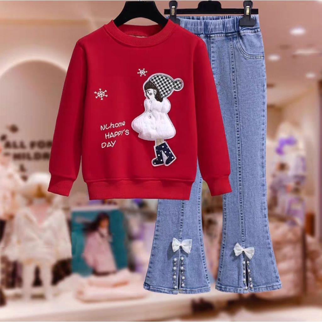 Setcelan Rok Bju Wanita 3In1 Ramadhan Wanset Kids 5-11Thn Setelan Celana Terbaru Atasan Bawahan Kid 