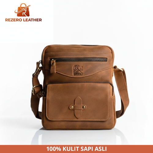 Tas kulit pria original 100% kulit sapi asli Selempang Jinjing Kuliah Gaya cowok keren Rover Bag