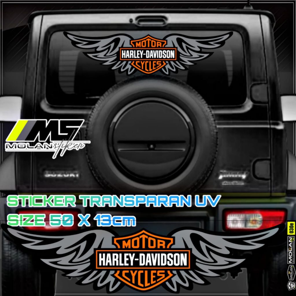 Sticker Transparan Uv Kaca Kabin Kap Bak Mobil Harley Davidson 50x13 Sticker Universal Semua Mobil T