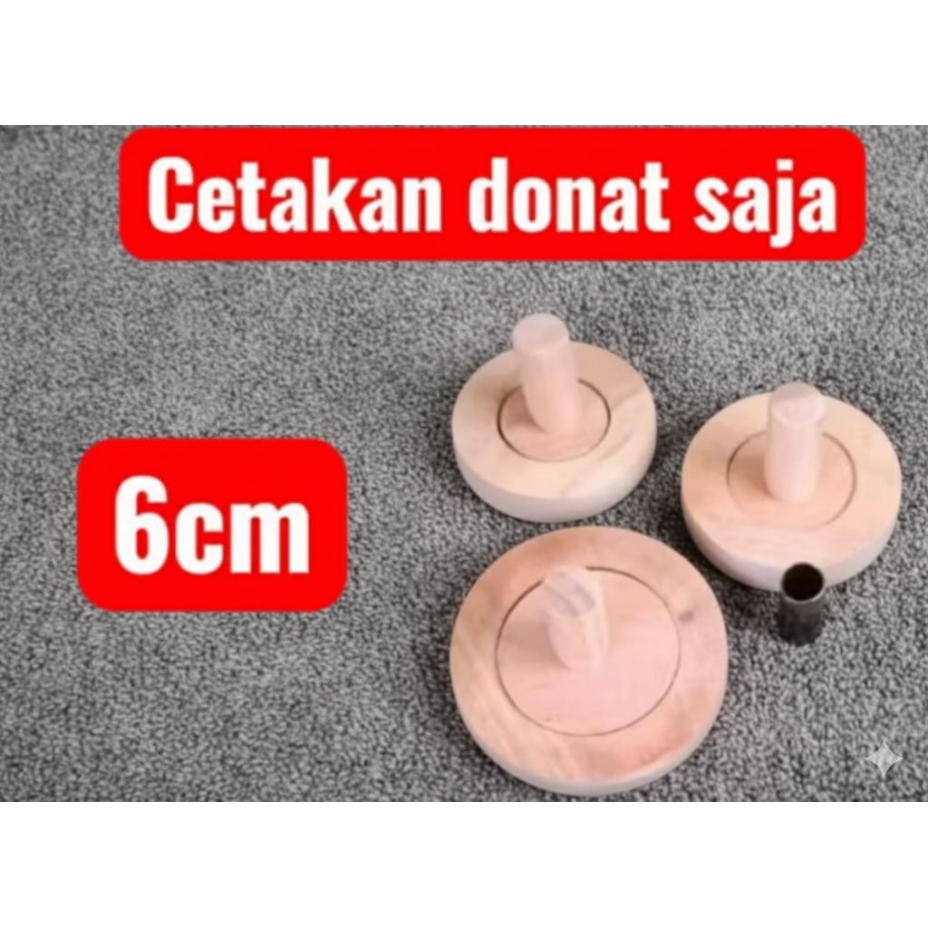 cetakan donat kayu 6cm saja  + pembolong donat almunium