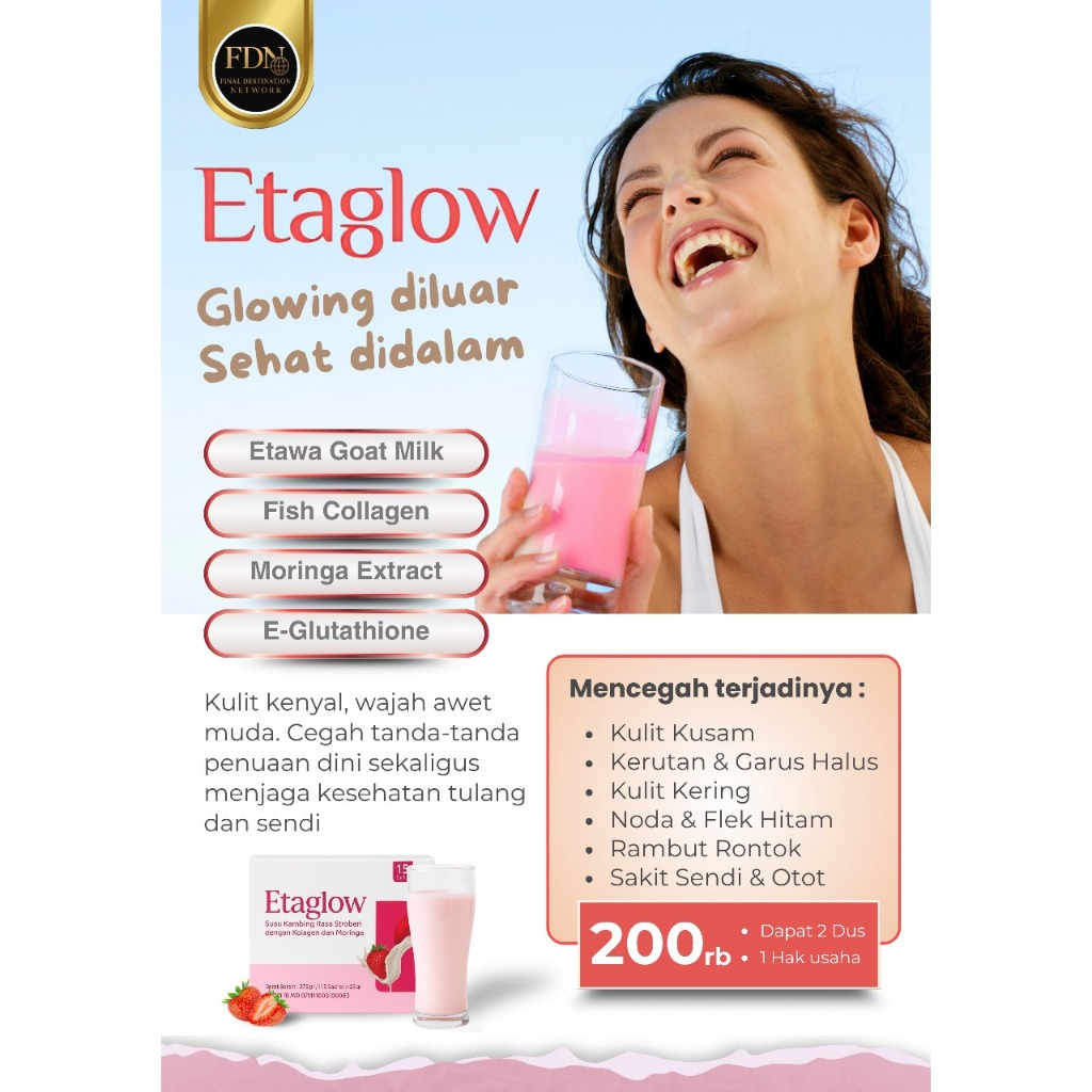Etaglow Susu Etawa Tinggi Kolagen Mencerahkan Kulit Kuatkan Sendi Putih Cerah Awet Muda Minuman Kola