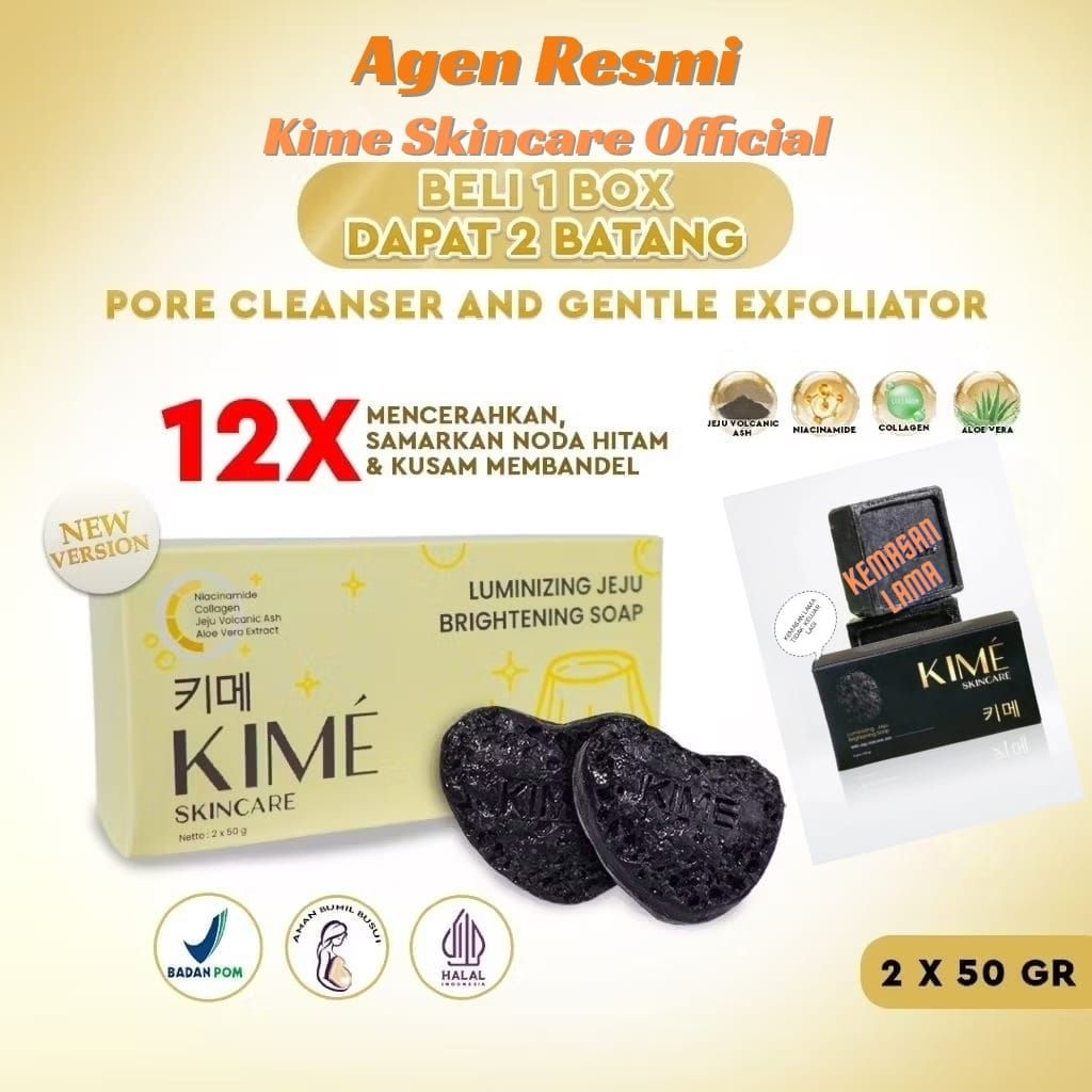 Sabun KIME Skincare Original Luminizing Jeju pencerah dan pembersih wajah alami ( 1 pak isi 2 sabun)
