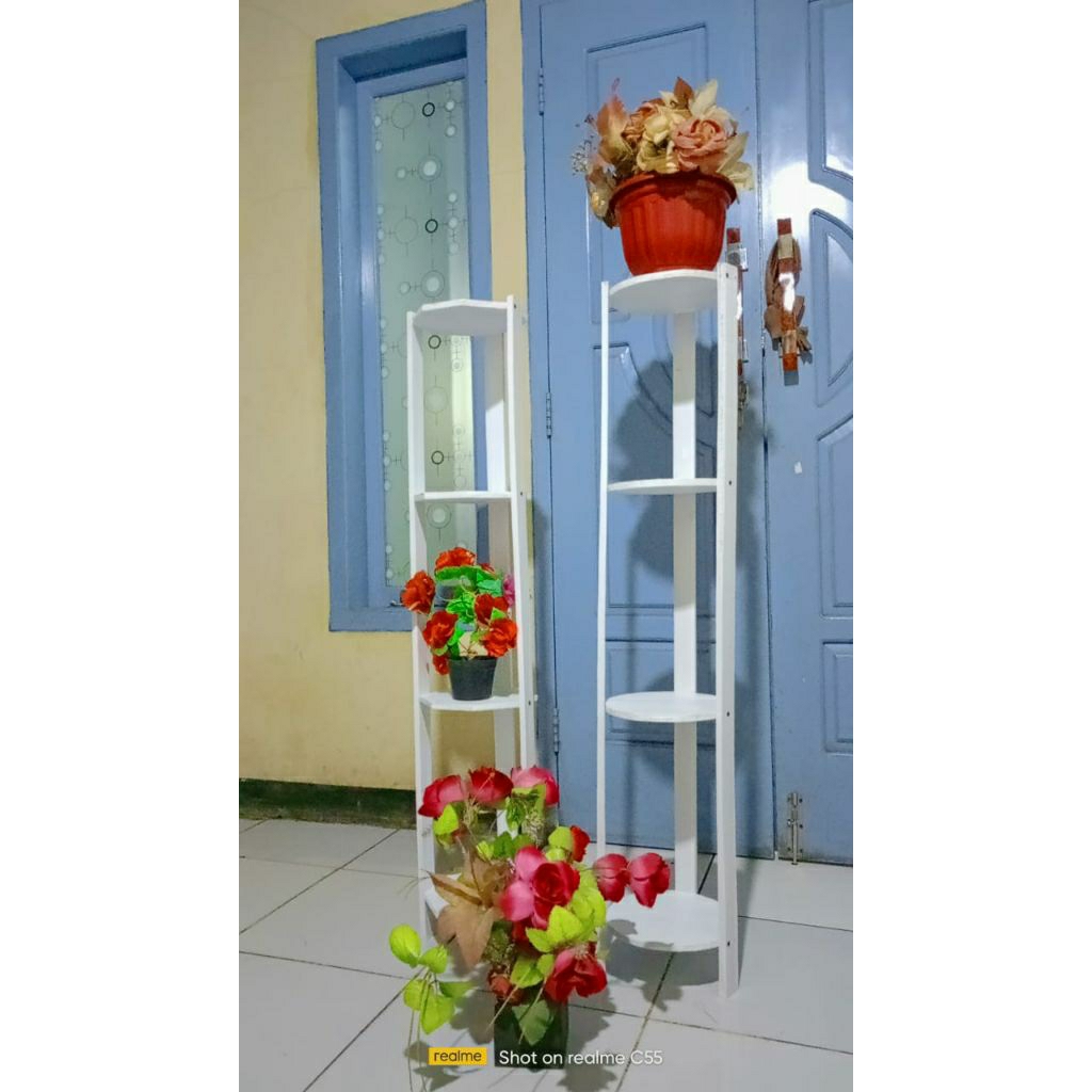 Rak bunga sudut 4 susun  rak bunga minimalis  bahan kayu jati