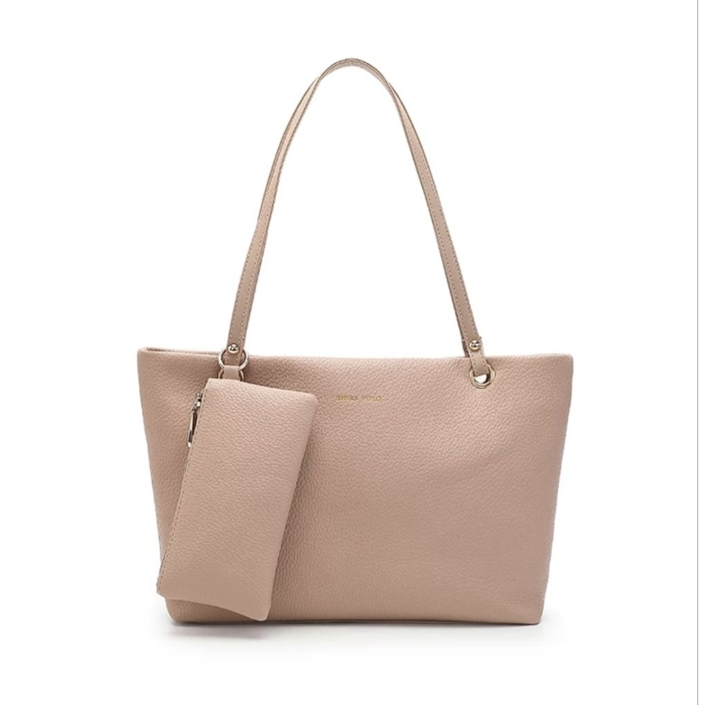 Swiss Polo Tote bag & Pouch warna soft pink