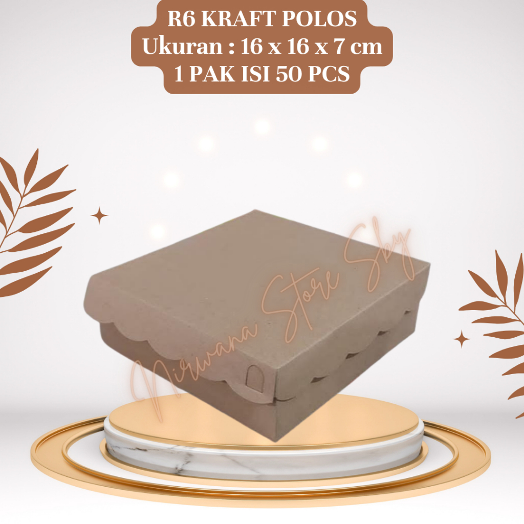 (50 Pcs) Dus Kue R6 Kraft Polos / 16x16x7 cm / Dus Nasi
