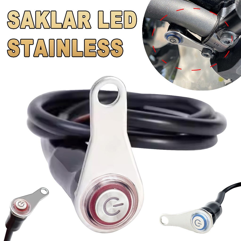 Saklar Tombol LED On Off + Soket Plus Stainless Tombol on off push button bisa buat motor mobil