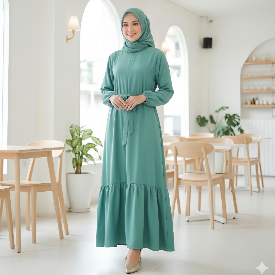 Farisa Gamis Abaya Aqila Busui Turkey Dress Polos Jetblack Hitam Mewah Model Terbaru Lebaran Wanita