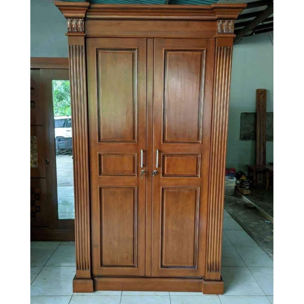 lemari pakaian/lemari pakaian kayu jati Jepara/lemari baju 2 pintu minimalis/lemari pakaian pintu li