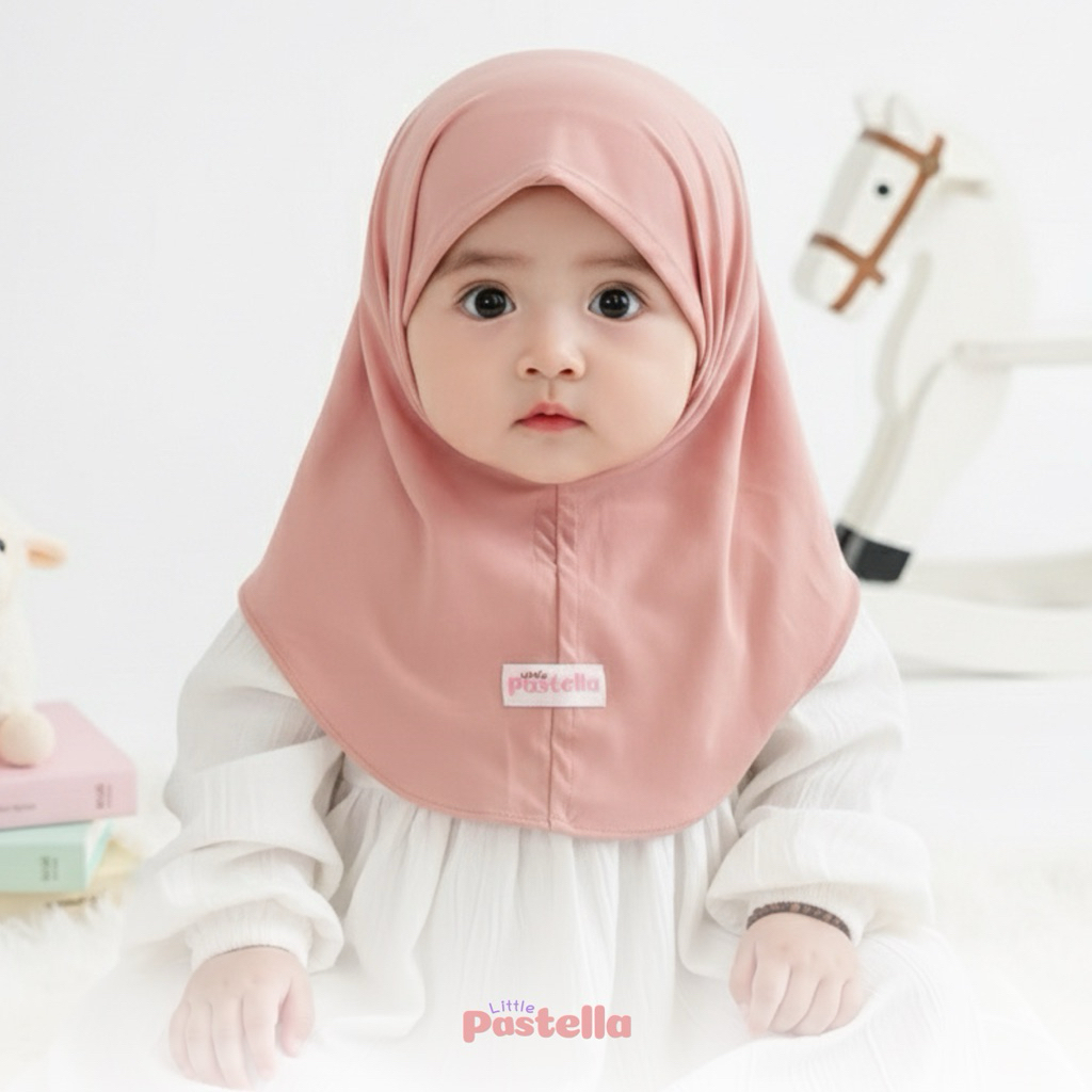 Little Pastella - Mecca Hijab Newborn | Hijab Bayi Baru Lahir | Hijab Bayi 0-6 bulan bahan jersey