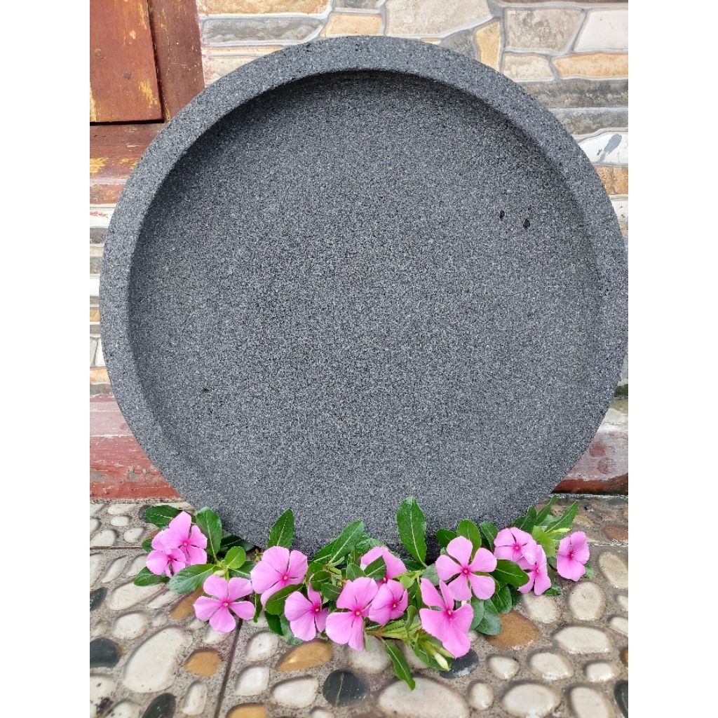 Cobek jumbo batu merapi asli ukuran 37cm (cobek+ulegan)